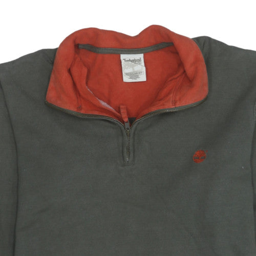 Timberland Men's Green 1/4 Zip Fleece Pullover Sweatshirt L