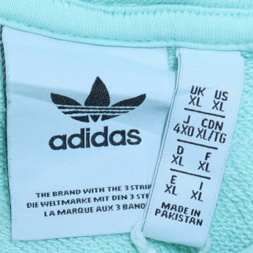 Adidas Women’s Mint Green Pullover Hoodie Size XL Cotton Fleece