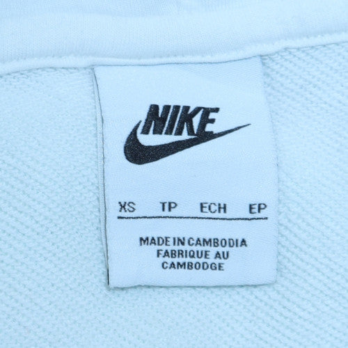 Nike Men's White XS Pullover Hoodie with Blue Logo