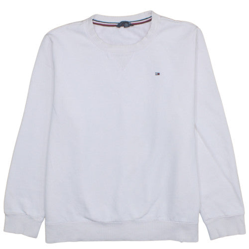 Tommy Hilfiger Women's White XL Crew Neck Cotton Sweatshirt