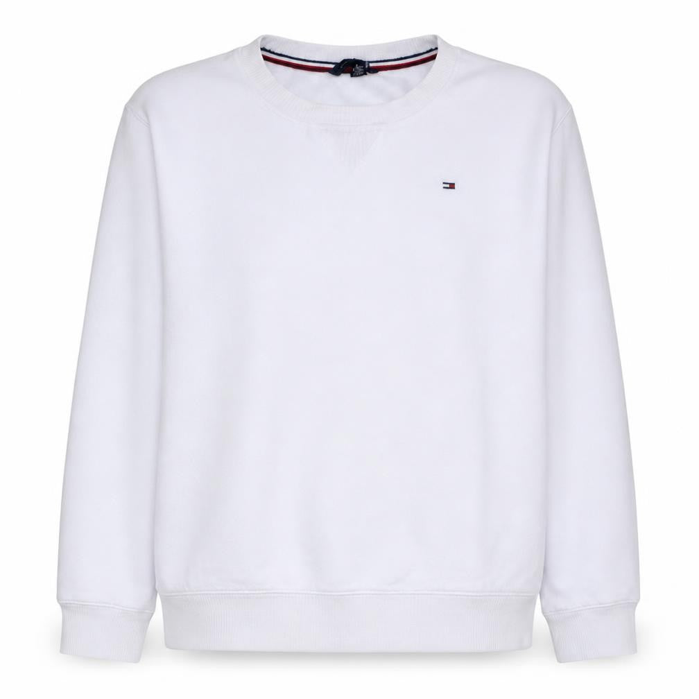 Tommy Hilfiger Women's White XL Crew Neck Cotton Sweatshirt