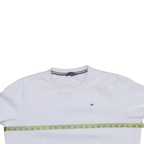 Tommy Hilfiger Women's White XL Crew Neck Cotton Sweatshirt