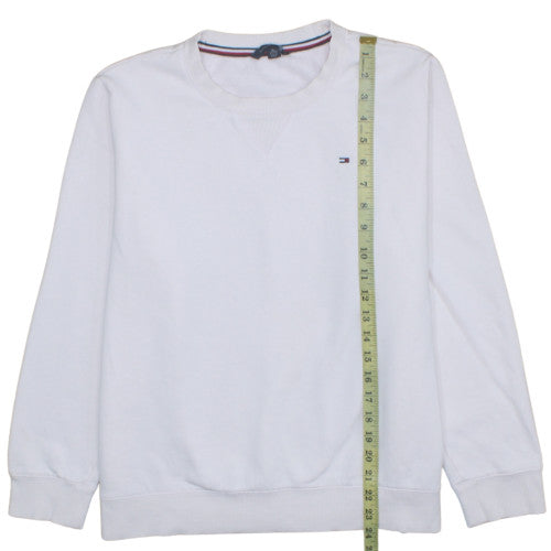 Tommy Hilfiger Women's White XL Crew Neck Cotton Sweatshirt