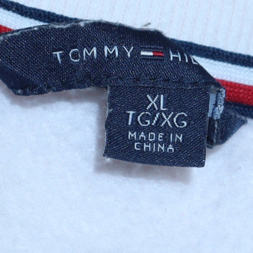 Tommy Hilfiger Women's White XL Crew Neck Cotton Sweatshirt
