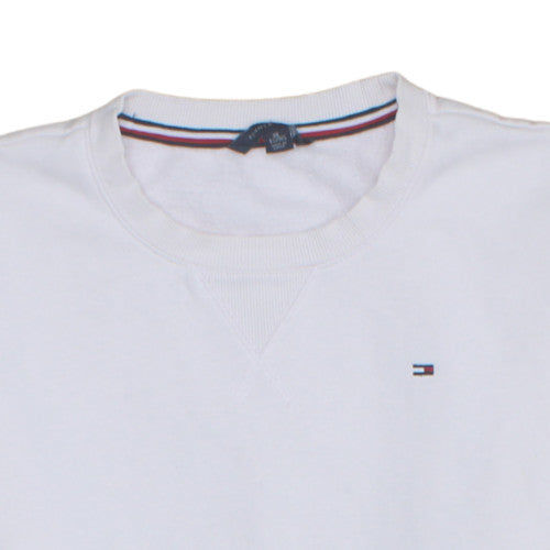 Tommy Hilfiger Women's White XL Crew Neck Cotton Sweatshirt