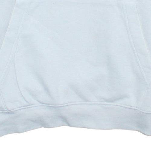 Nike Womens White Pullover Hoodie Small Logo Fleece Sweatshirt