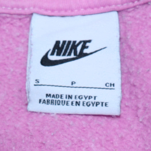 Nike Women Pink Crew Neck Pullover Sweatshirt S Logo Print