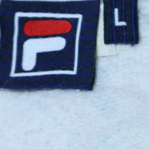 Fila Womens White Multicolour Logo Print Pullover Hoodie Size L