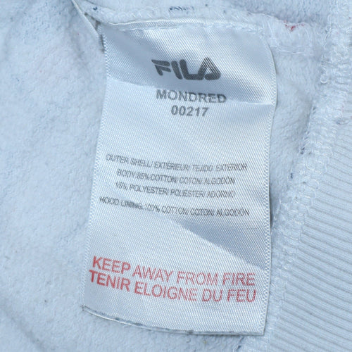 Fila Womens White Multicolour Logo Print Pullover Hoodie Size L