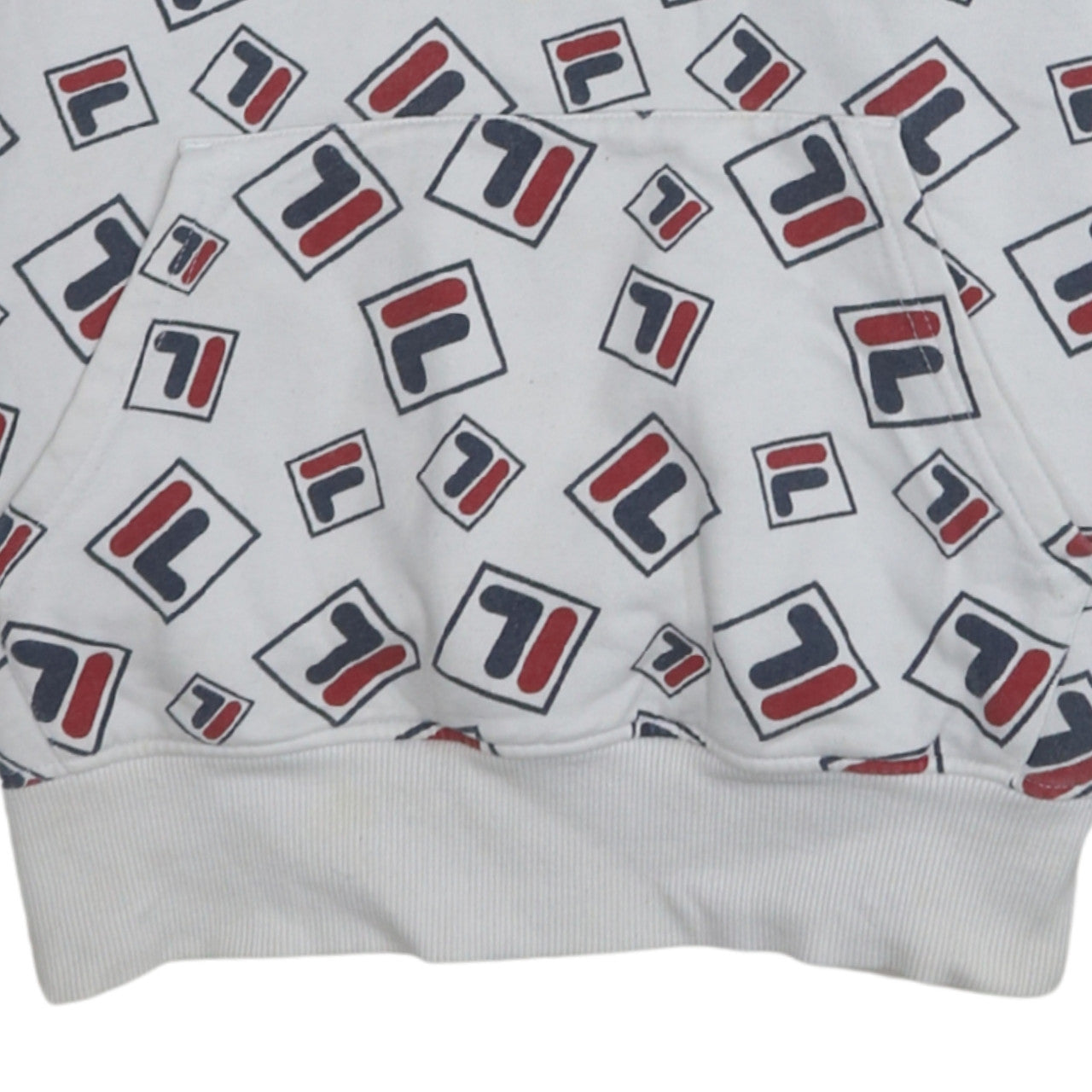 Fila Womens White Multicolour Logo Print Pullover Hoodie Size L