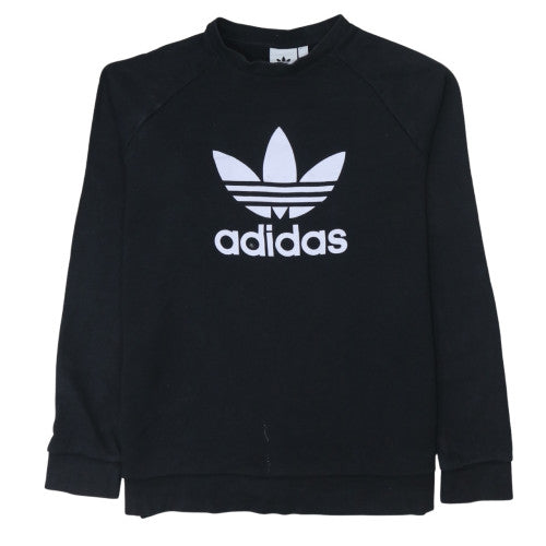 Adidas Men's Black Crew Neck Sweatshirt L Logo Print Pullover