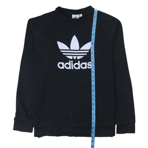 Adidas Men's Black Crew Neck Sweatshirt L Logo Print Pullover
