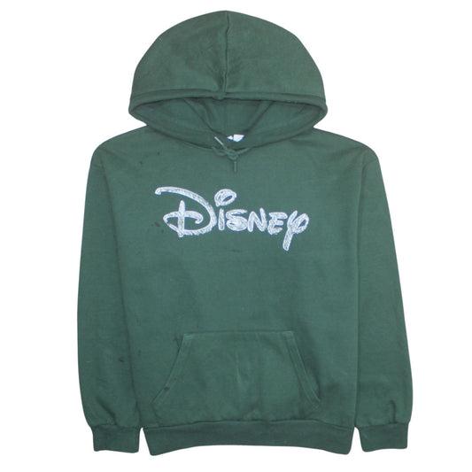 Disney Womens Green Pullover Hoodie Size M Graphic Logo Sweatshirt
