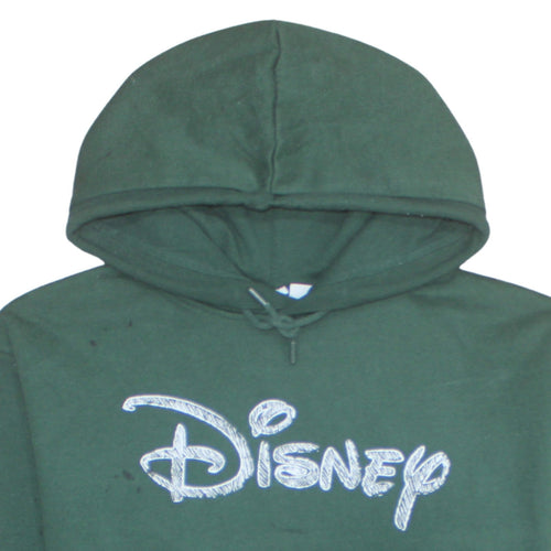 Disney Womens Green Pullover Hoodie Size M Graphic Logo Sweatshirt