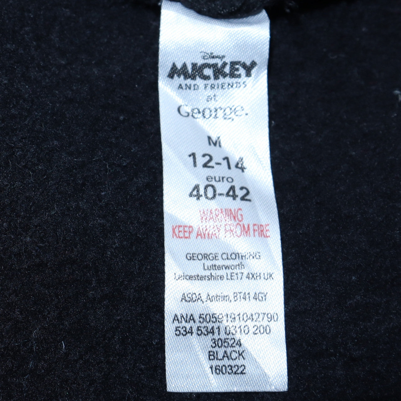 Disney Mickey Mouse Black Women's M 12-14 Sweatshirt by George