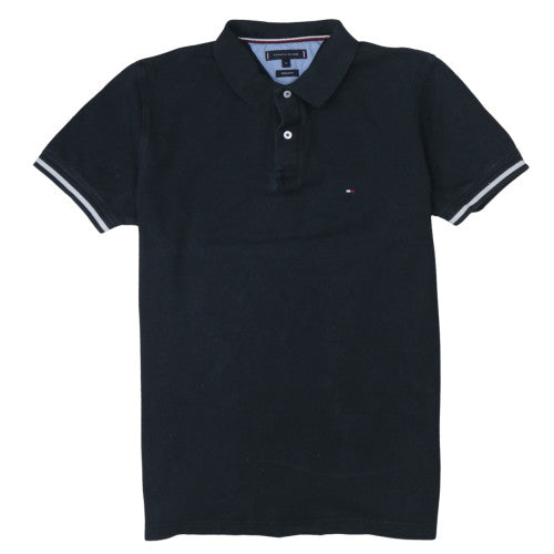 Tommy Hilfiger Men's Black Cotton Polo Shirt Regular Fit M