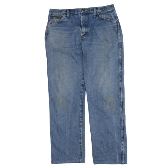 Wrangler Men's Blue Straight Cowboy Cut Jeans 34W 30L Denim