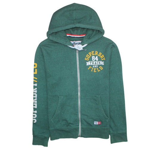 Superdry Men's Green Full Zip Hoodie 2XL Track & Field Style