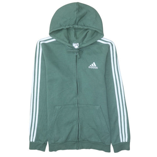 Adidas Mens Green Full Zip Hoodie Size M Regular Fit Sportswear