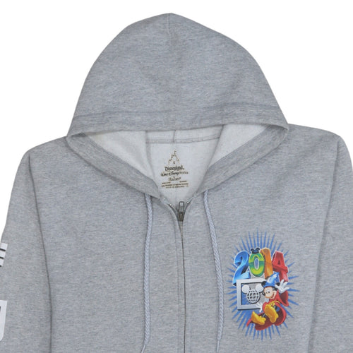Disneyland Walt Disney World Hanes Grey Full Zip Hoodie Women S 2014 Mickey Graphic