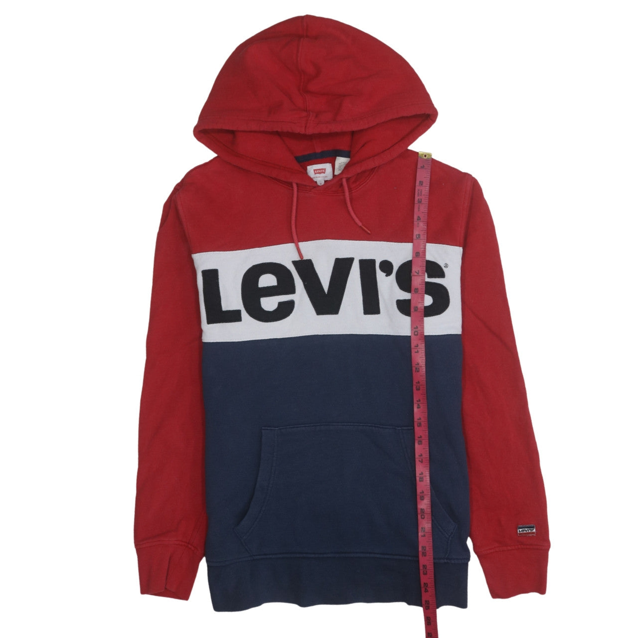 Levi's Men's Red Colourblock Logo Pullover Hoodie Size M