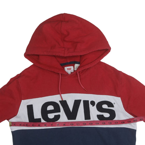 Levi's Men's Red Colourblock Logo Pullover Hoodie Size M