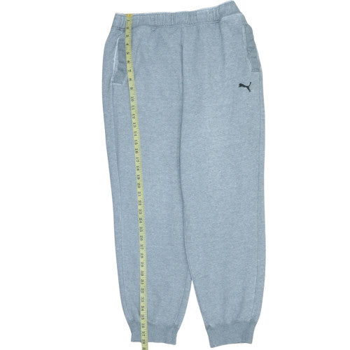 Puma Men's Grey L Jogger Sweatpants Elastic Waist Fleece Casual Trousers