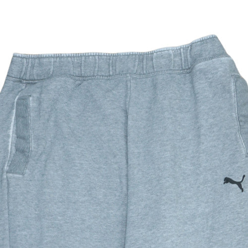Puma Men's Grey L Jogger Sweatpants Elastic Waist Fleece Casual Trousers