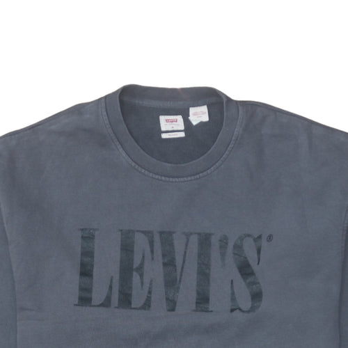 Levi's Men's Blue Relaxed Fit Crew Neck Logo Sweatshirt M