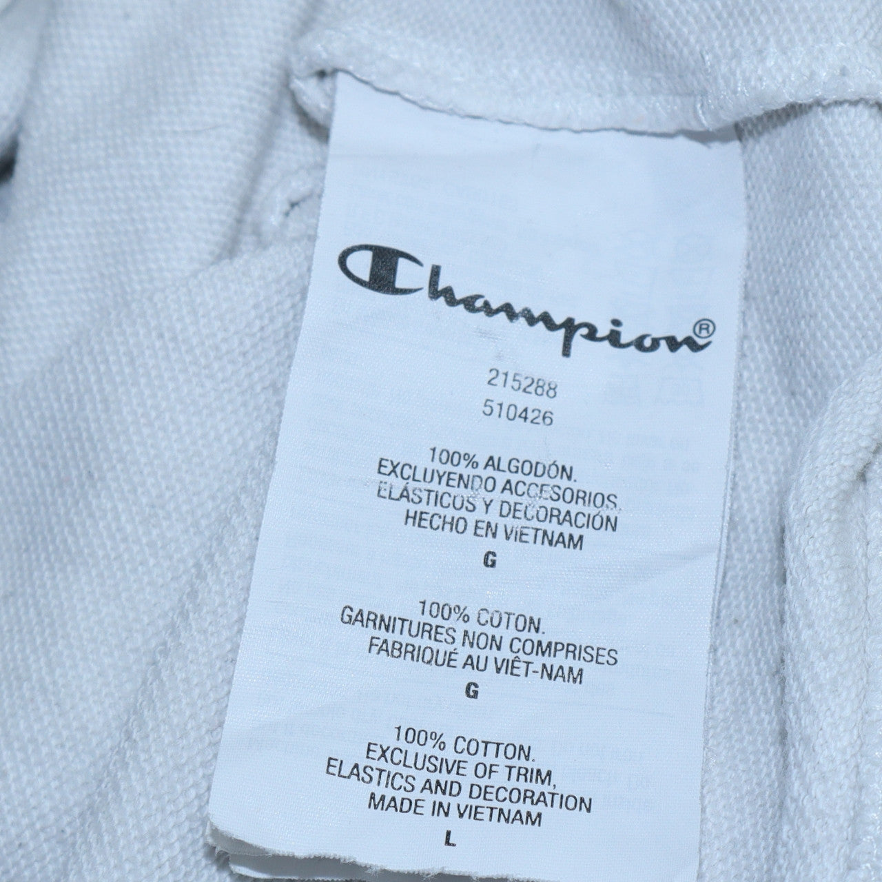 Champion Women White Large Pullover Hoodie Cotton Logo Print