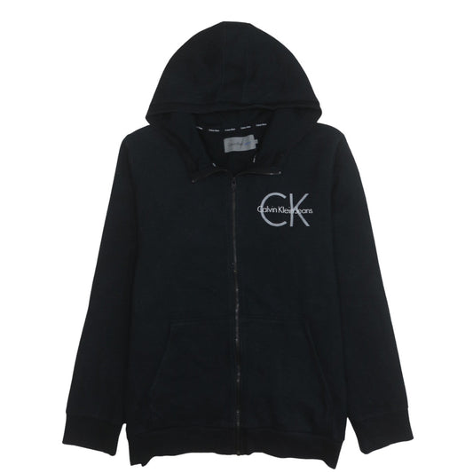 Calvin Klein Jeans Men's Black Full Zip Hoodie L Logo Fleece