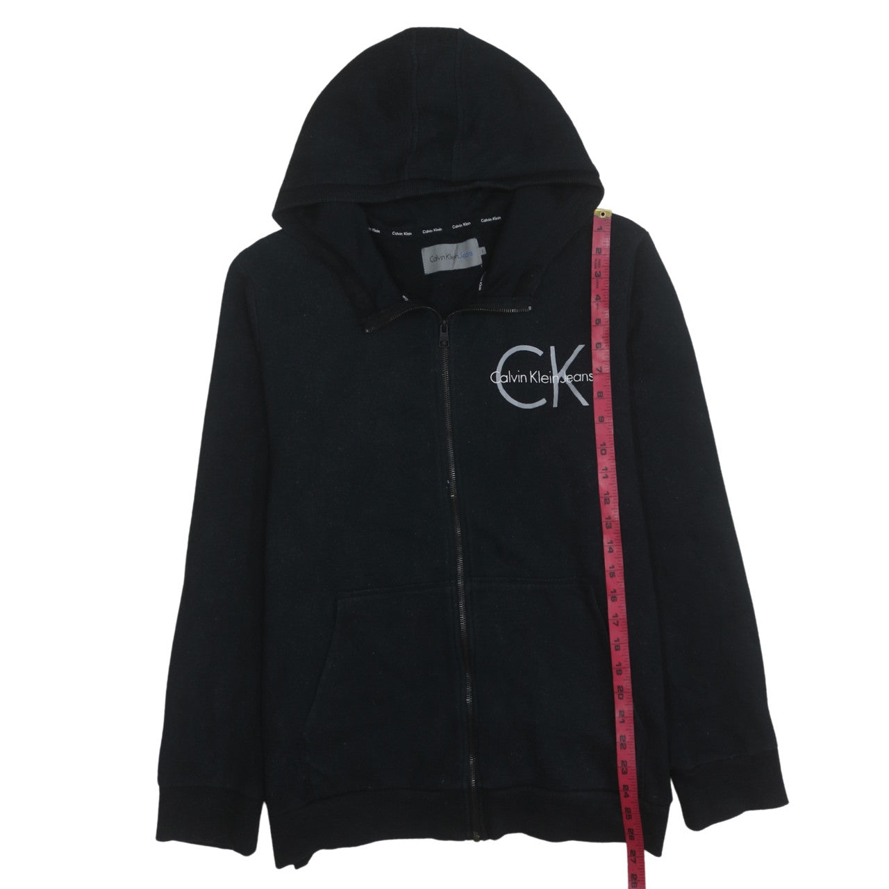 Calvin Klein Jeans Men's Black Full Zip Hoodie L Logo Fleece