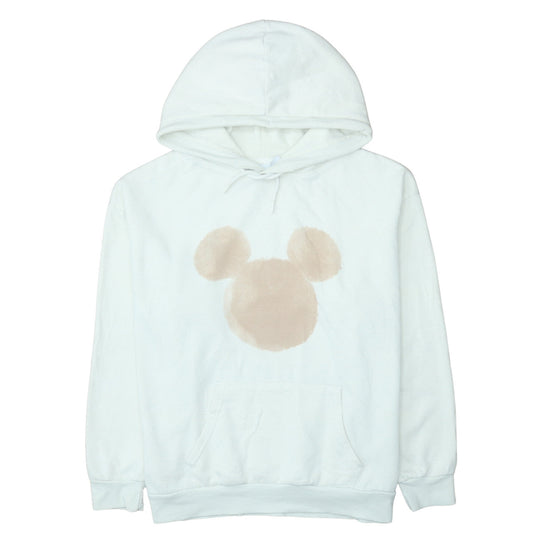 Disney Women White Beige Mickey Hoodie XL Pullover Hooded Sweatshirt