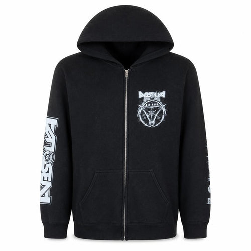 Gildan Men's Black Full Zip Heavy Blend Hoodie Medium Rock Band Design