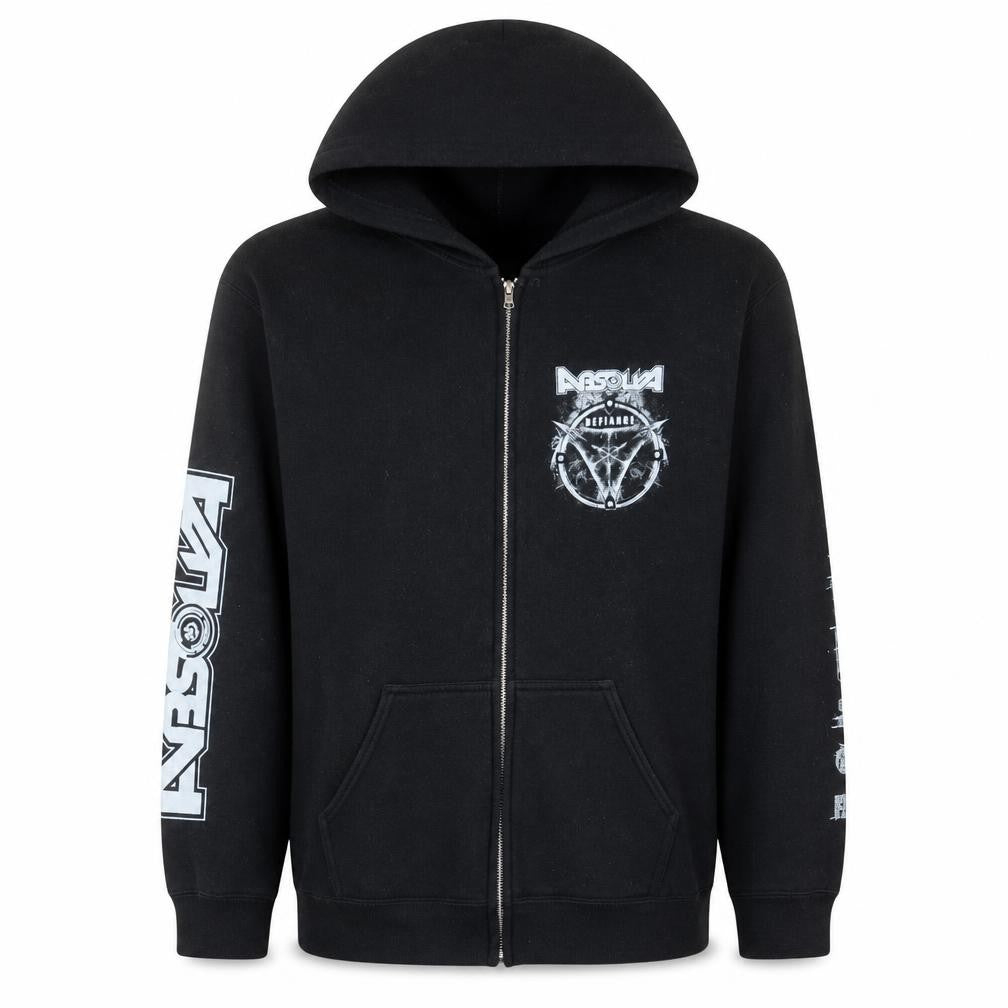 Gildan Men's Black Full Zip Heavy Blend Hoodie Medium Rock Band Design