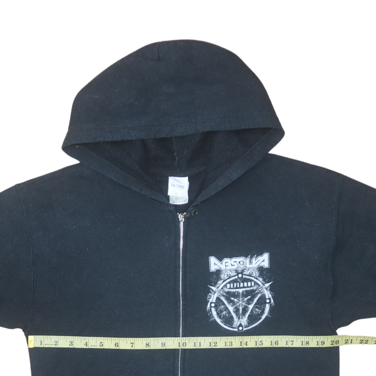 Gildan Men's Black Full Zip Heavy Blend Hoodie Medium Rock Band Design