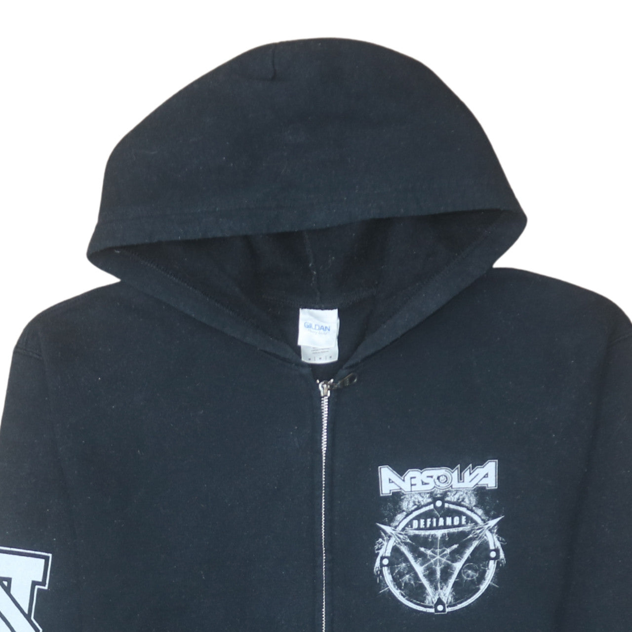Gildan Men's Black Full Zip Heavy Blend Hoodie Medium Rock Band Design