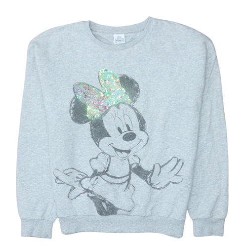 Disney Minnie Mouse Grey Sequin Bow Sweatshirt Girls 12-13Y