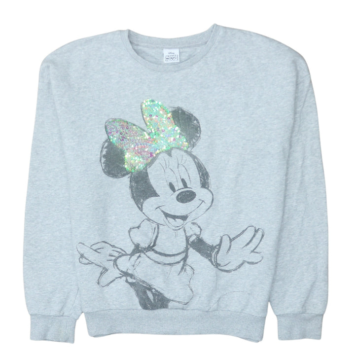 Disney Minnie Mouse Grey Sequin Bow Sweatshirt Girls 12-13Y