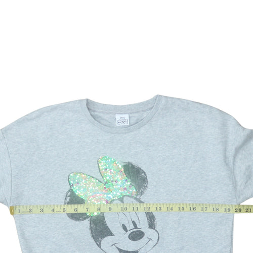 Disney Minnie Mouse Grey Sequin Bow Sweatshirt Girls 12-13Y
