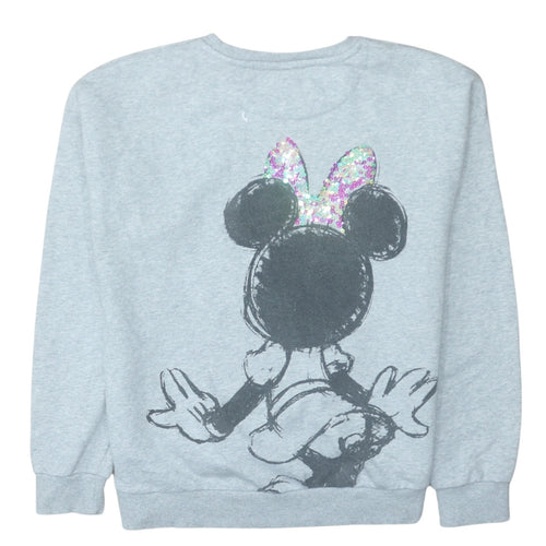 Disney Minnie Mouse Grey Sequin Bow Sweatshirt Girls 12-13Y