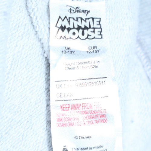 Disney Minnie Mouse Grey Sequin Bow Sweatshirt Girls 12-13Y