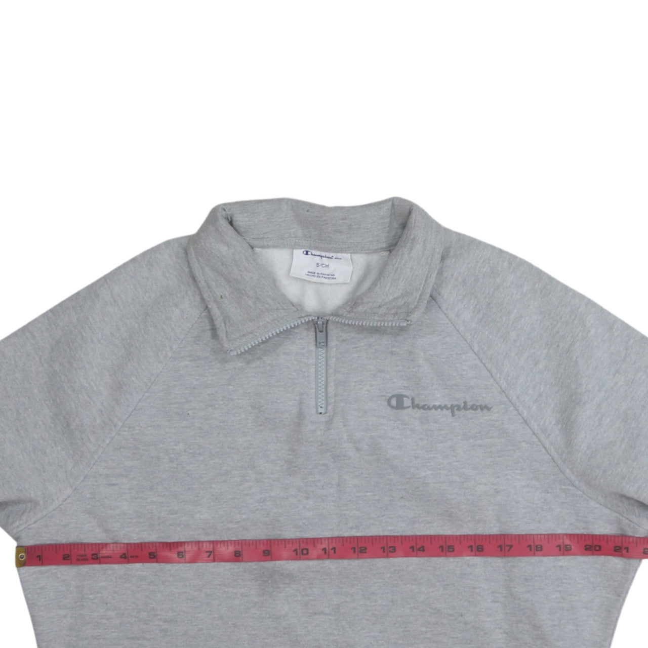 Champion Men's Grey 1/2 Zip Fleece Sweatshirt Size S