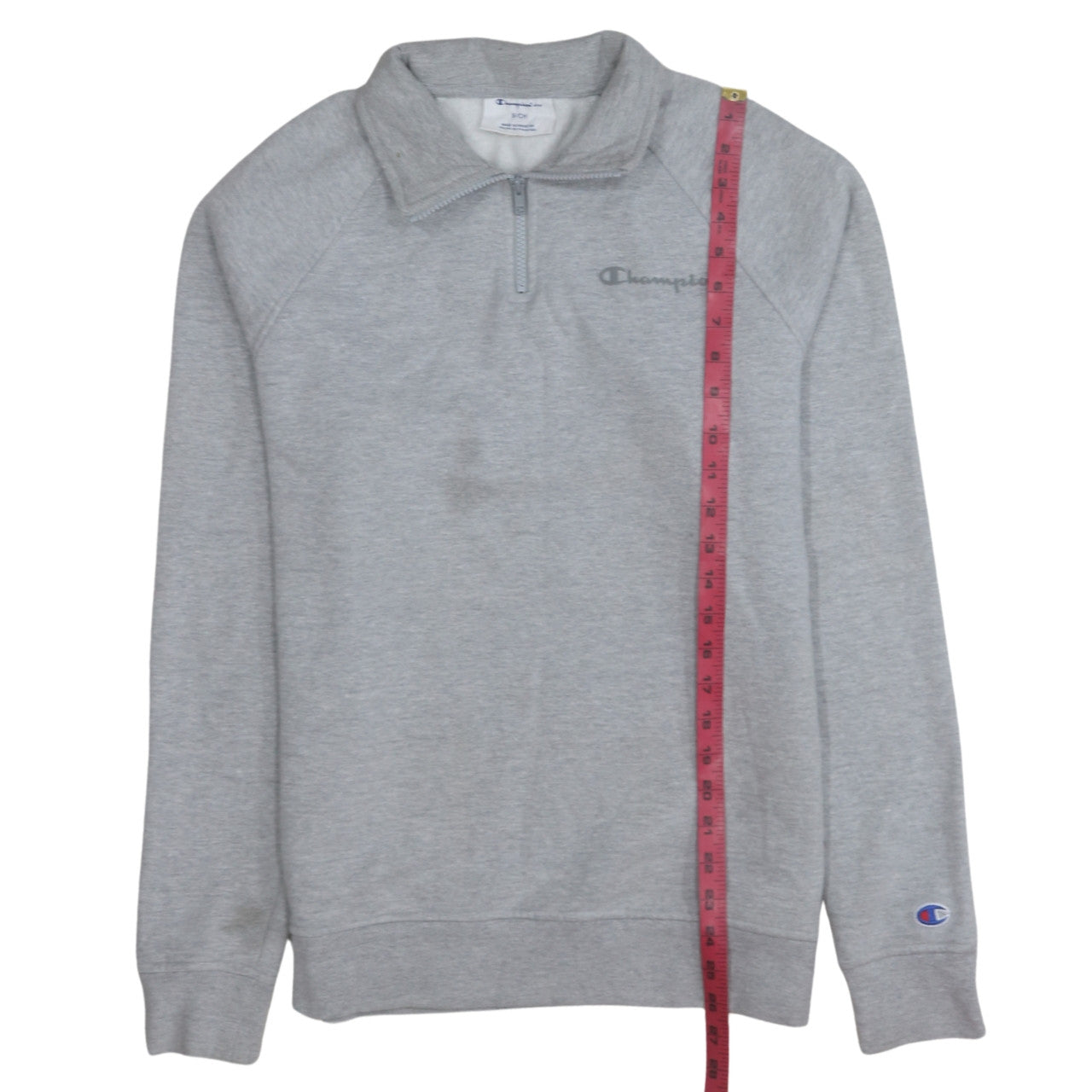 Champion Men's Grey 1/2 Zip Fleece Sweatshirt Size S