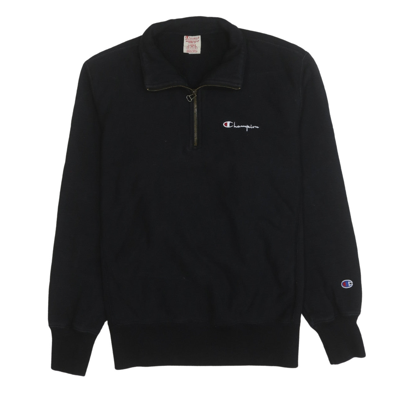 Champion Men's Black Large 1/4 Zip Reverse Weave Sweatshirt