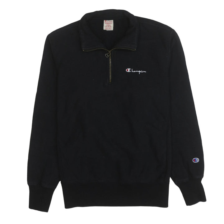 Champion Men's Black Large 1/4 Zip Reverse Weave Sweatshirt