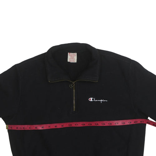 Champion Men's Black Large 1/4 Zip Reverse Weave Sweatshirt