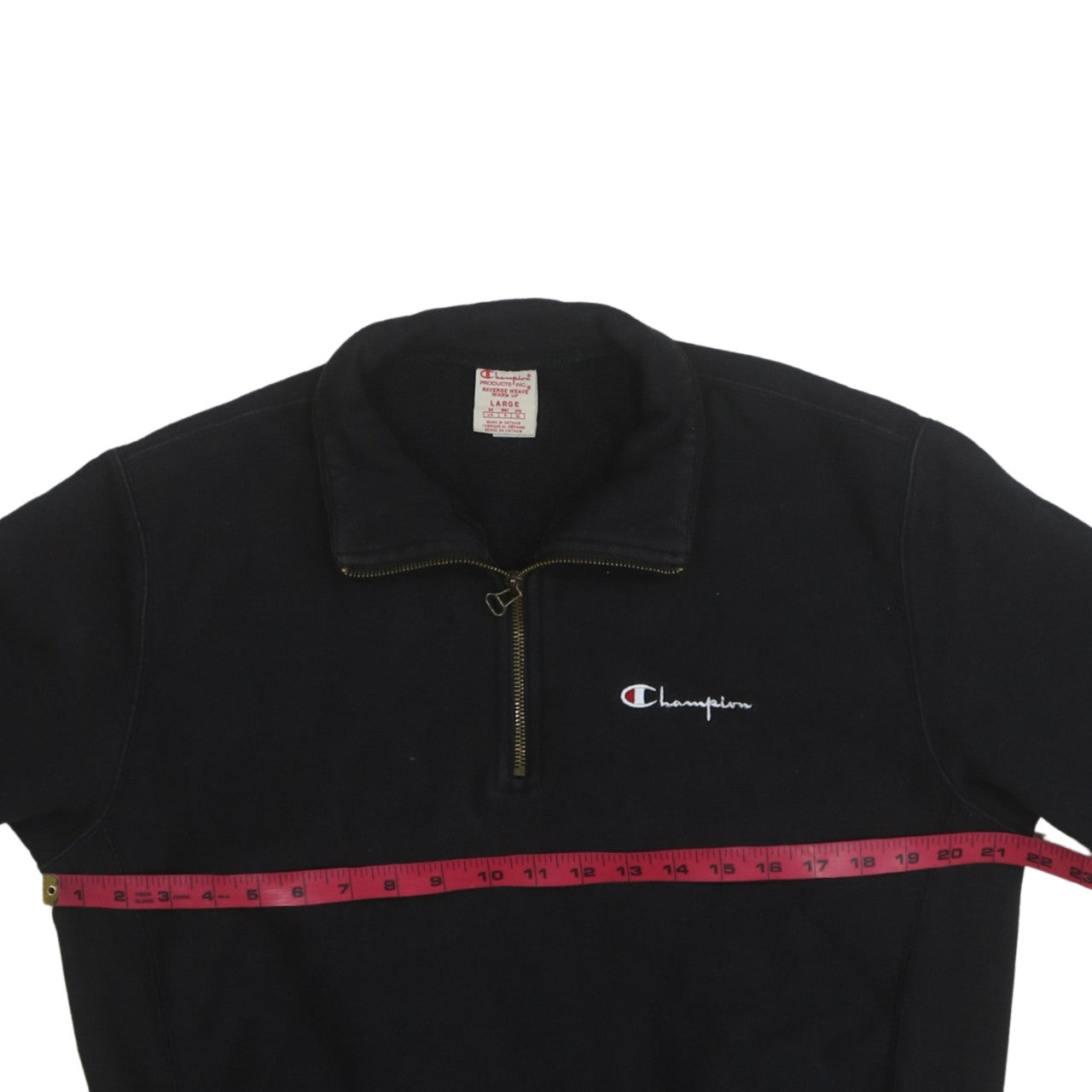 Champion Men's Black Large 1/4 Zip Reverse Weave Sweatshirt