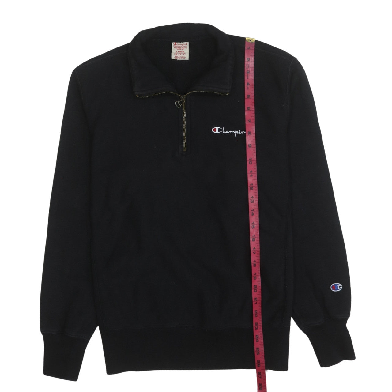 Champion Men's Black Large 1/4 Zip Reverse Weave Sweatshirt