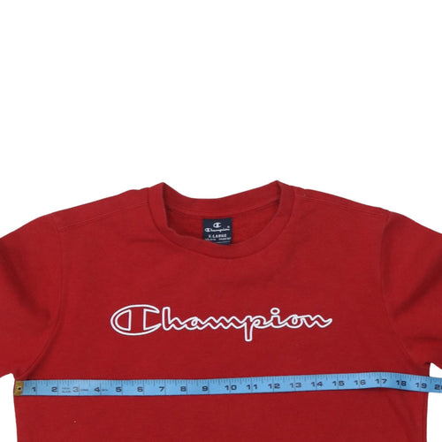Champion Teens Red XL Pullover Crew Neck Fleece Sweatshirt